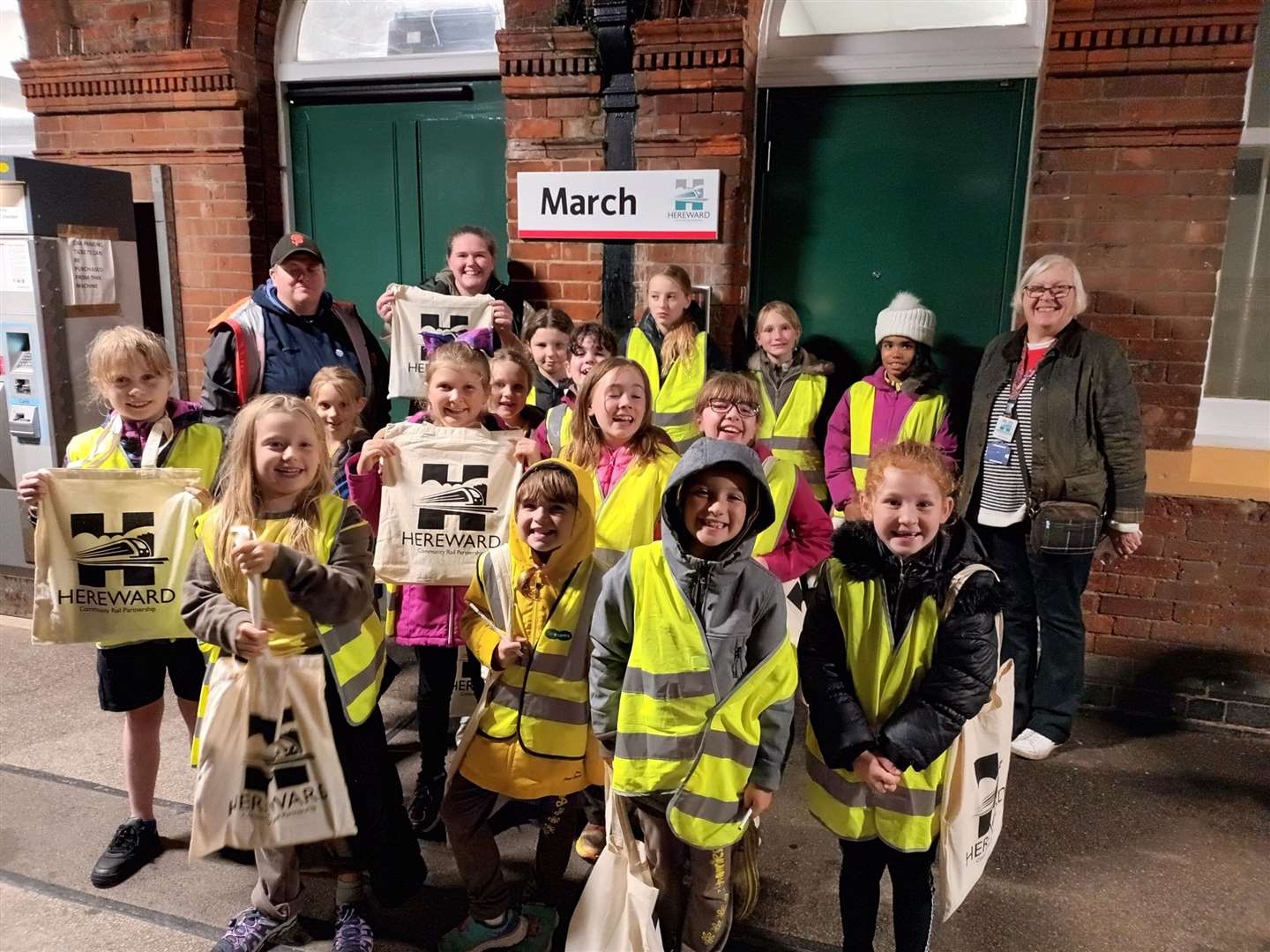 The Brownies each received a goodie bag during their visit to March railway station.