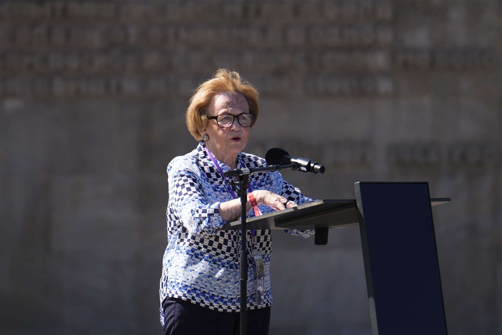 Holocaust survivor Mala Tribich speaking during the service (Jordan Pettitt/PA)