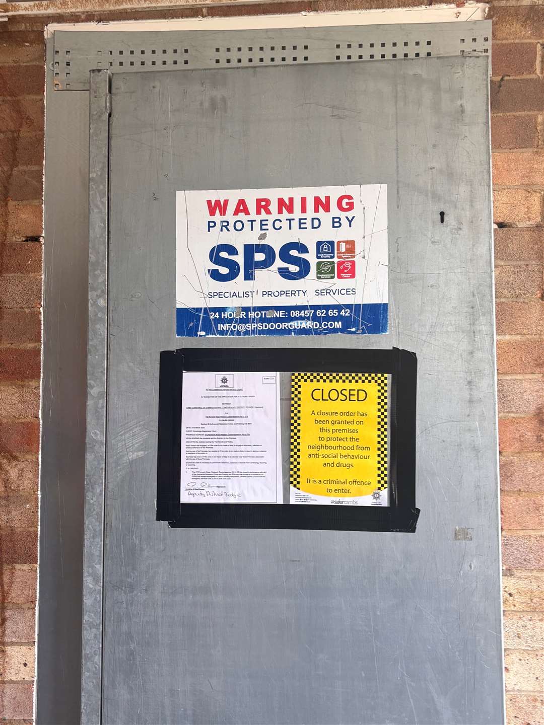 The closure order posted on the door of 172 Norwich Road, Wisbech