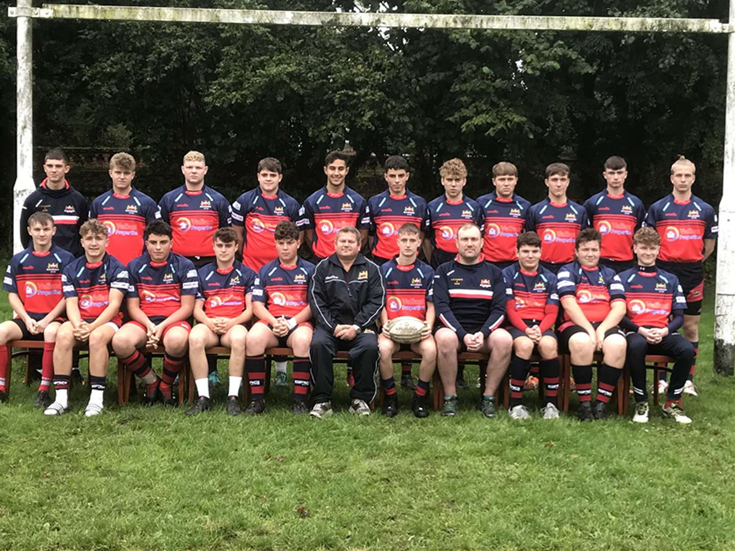 Wisbech U18 Colts. Back, from left: Daniel Evans, Bailey Raven, Matt Cherry, Jack Obey, George Dady, Sam Howat, Nic Little, Jack Fowler, Harvey Brown, Angus Bell, Bryn Pughsley. Front: TJ Biehler, Tim Bateman, George Howat, Jack Robb, Angus Flint, Leonard Veenendaal (Director of Rugby), Zac Lakey (c), Iwan Jones (Team Manager), Ari Baghdouyan, George Overland, Fabian Simpson. (18761953)