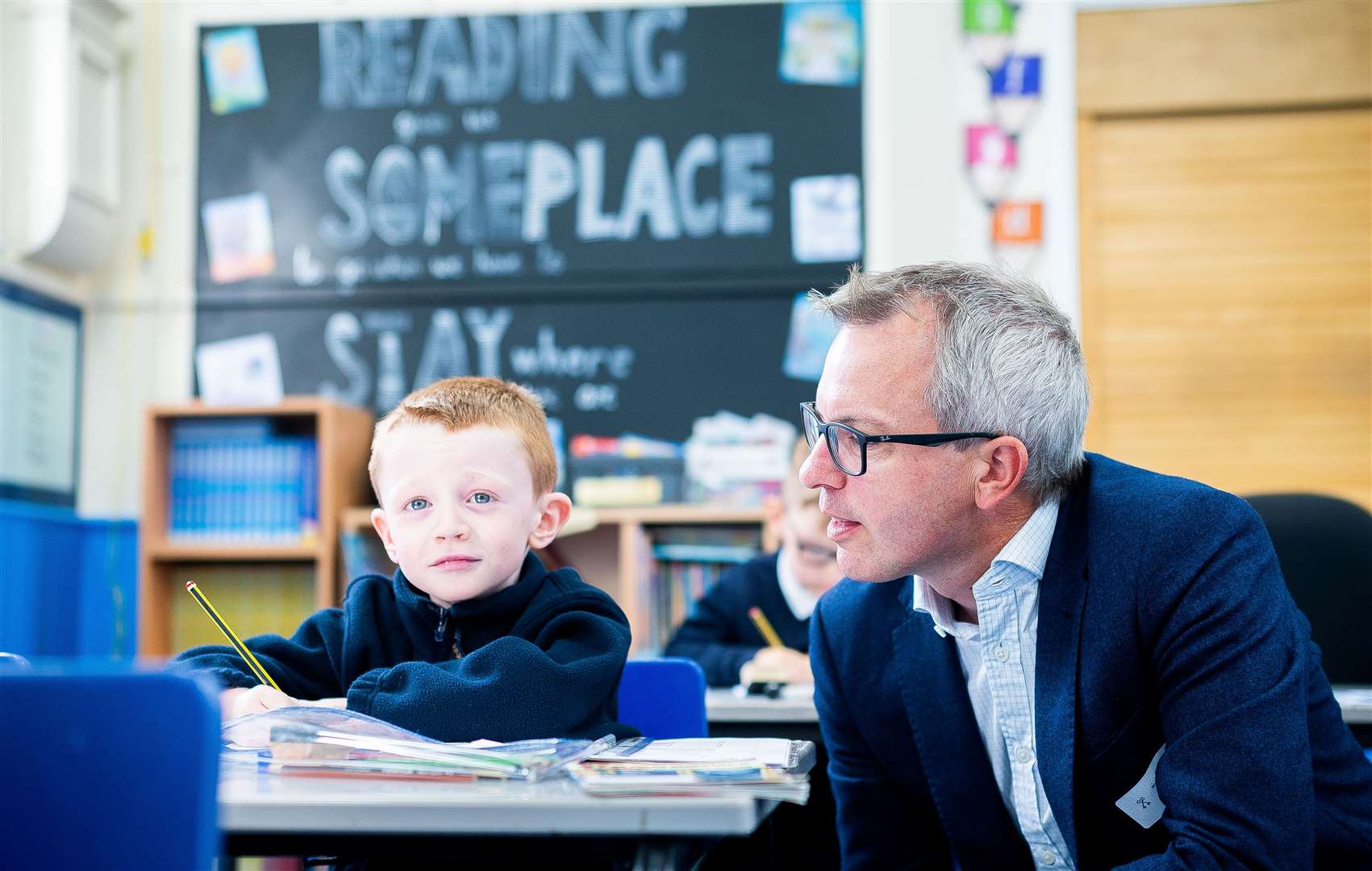MP James Wild visited Walpole Cross Keys Primary School. Picture: Ian Burt/Barking Dog Media