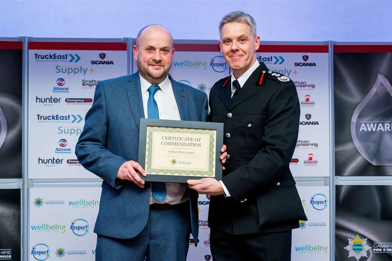 Fenland District Council receiving the Certificate of Commendation