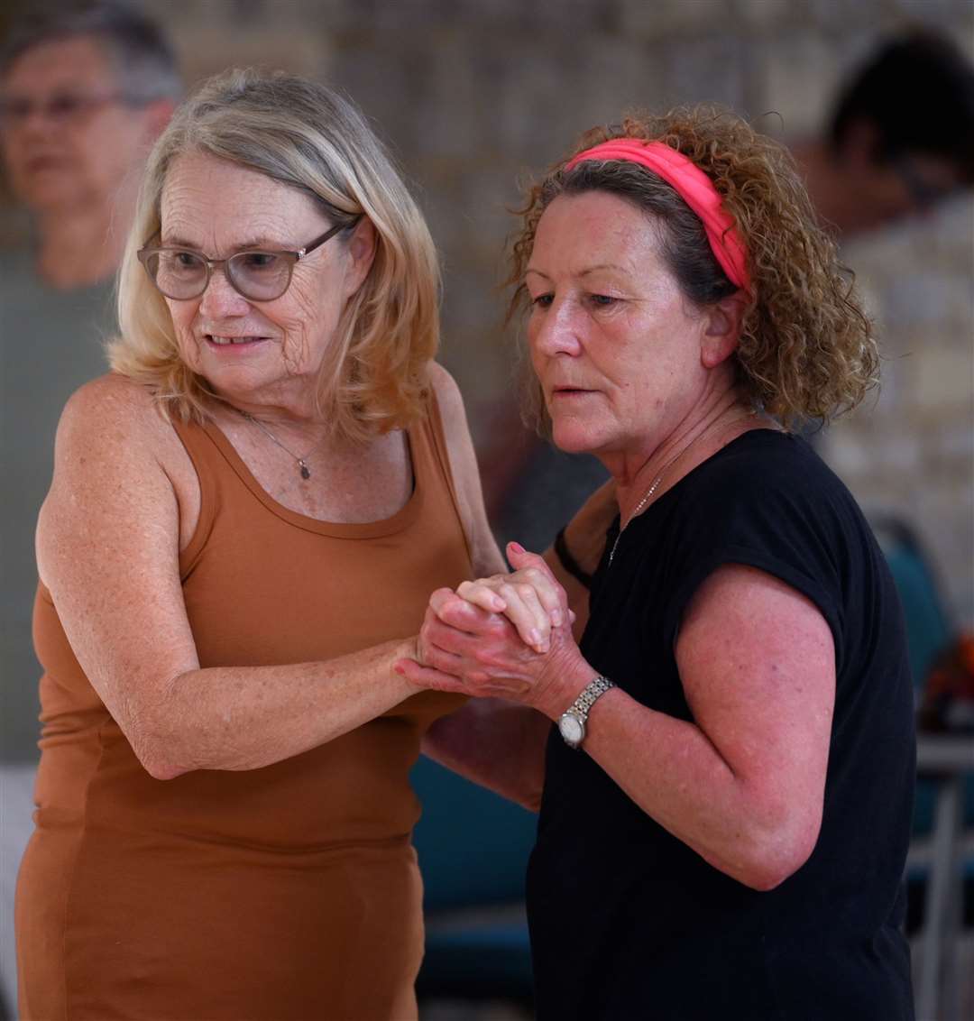 Dancing at the Bricstan Room in Chatteris before their performance at the Mid-Summer Festival