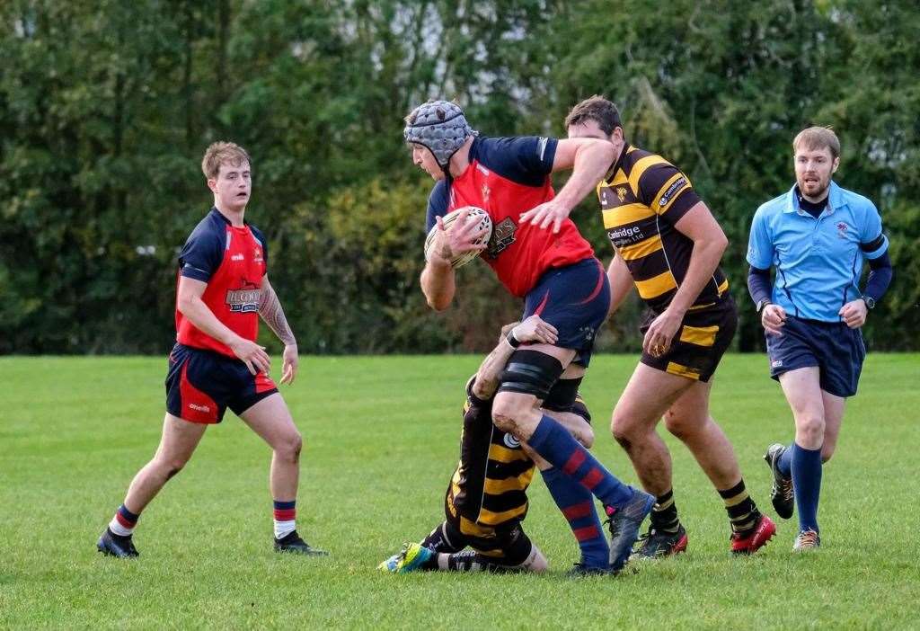 Wisbech's Solomon Prestidge, with ball in hand, produced several big carries