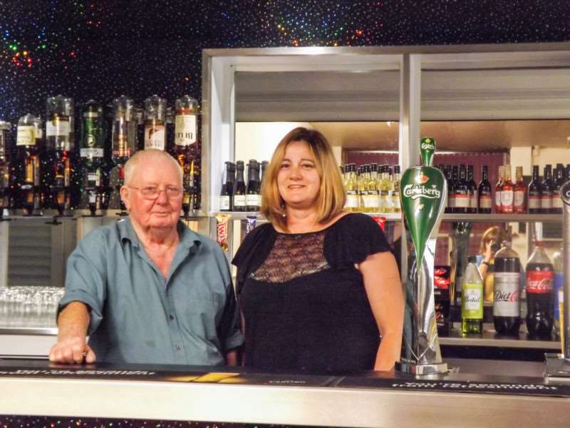 Sheila Edwards, bar manager of Manea Royal British Legion Club, and club chairman Paddy Painter behind the newly refurbished bar.