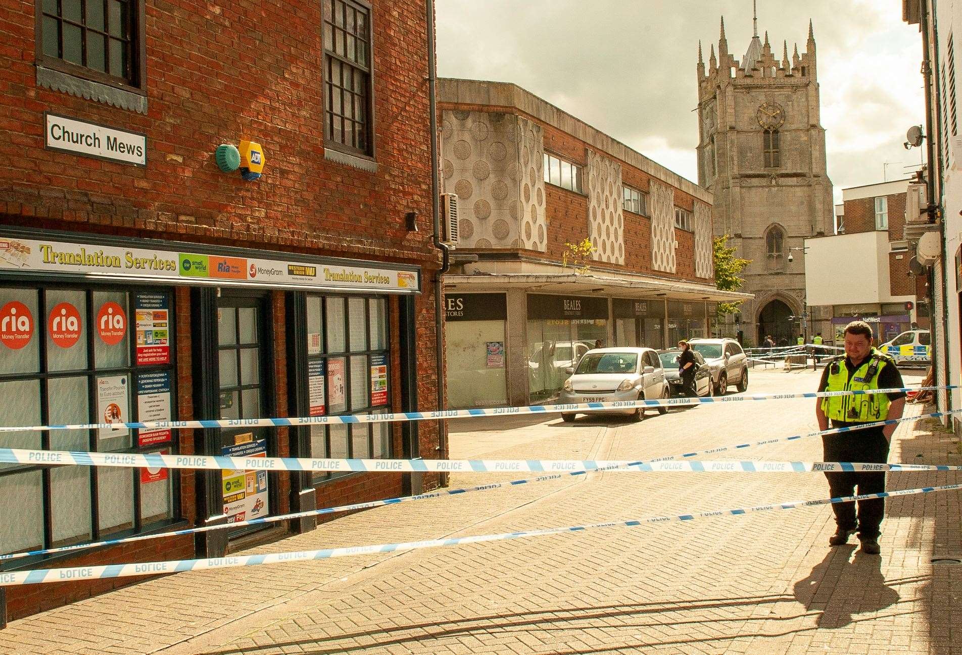 The area around The Globe in Wisbech's Market Place has been taped off today. Pictures: Michael Fysh