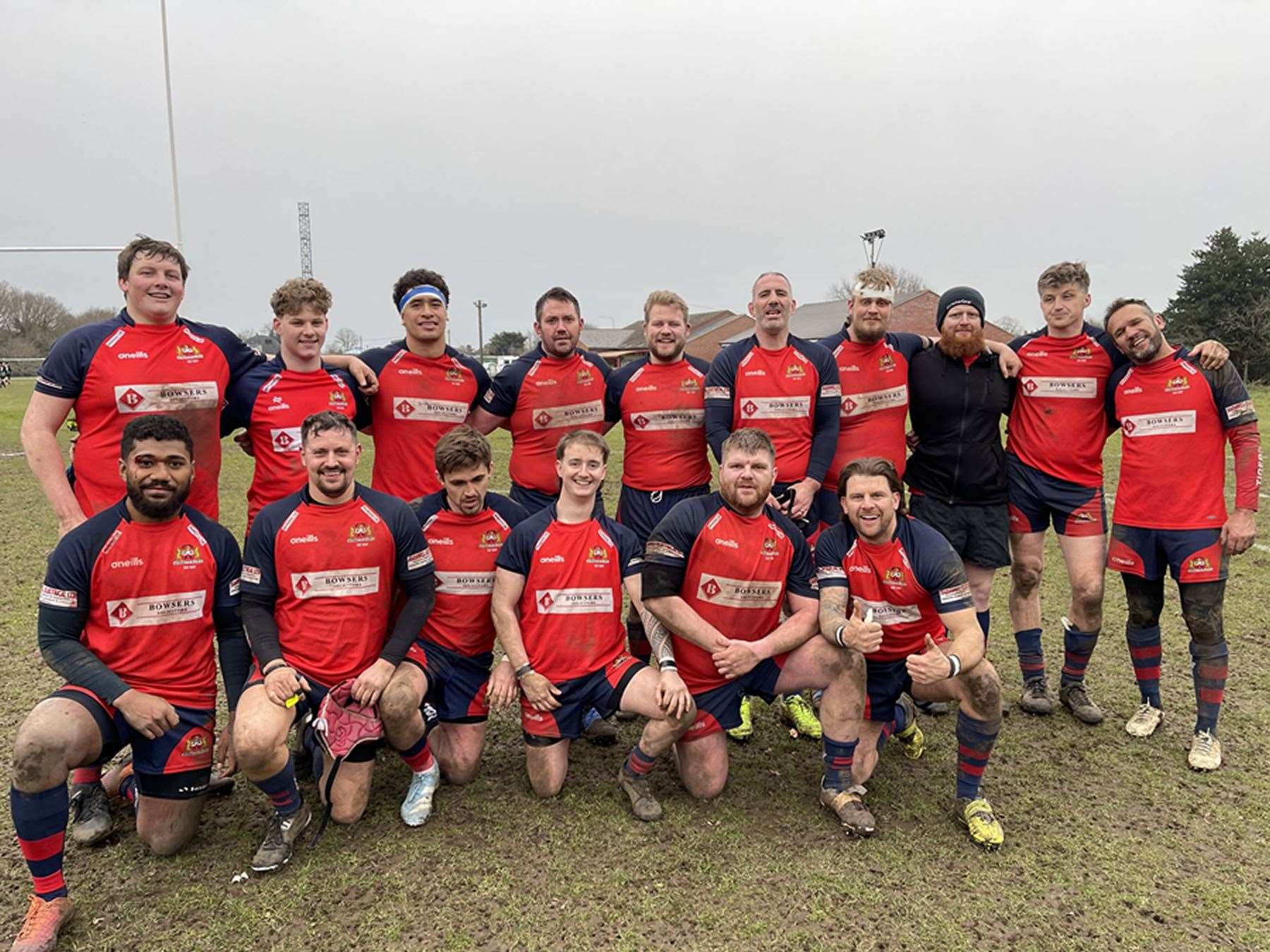 Wisbech face the camera after a gruelling encounter with Mistley