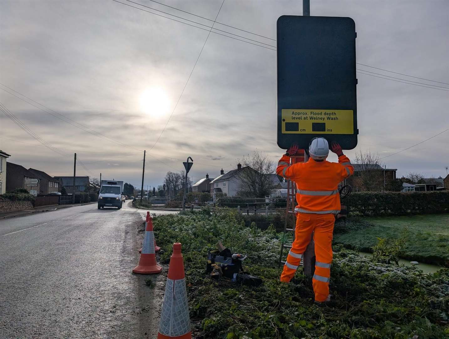 The new signs being installed along the A1101. Picture: Norfolk County Council