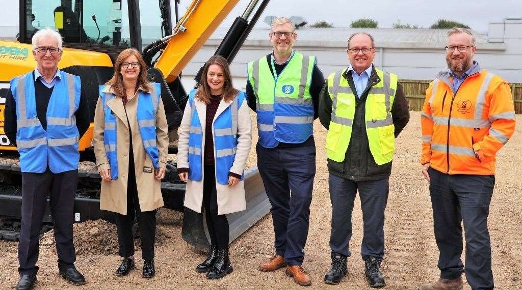 Steve Leach, chief operating officer of Lincolnshire Co-Op pictured centre has announced the commencement of the building work he is pictured with Co-Op colleagues and representatives of contractors Millard Maher Construction