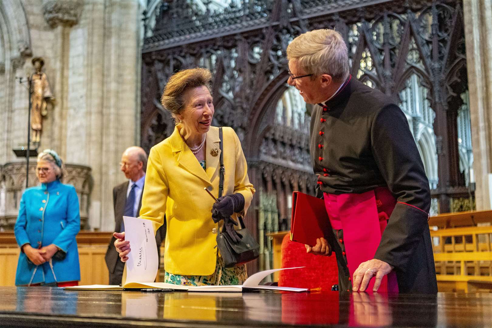 HRH The Princess Royal, Princess Anne visited Ely Cathedral to unveil the The Fenland Black Oak Project 13m long table . Picture: Keith Heppell. (56736200)