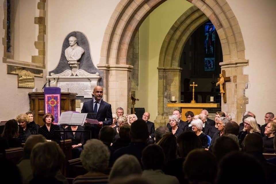 Philip Nelson, son of Upwell resident Christine Nelson, was invited to a ‘Nelson Mass’ by the Ovingdean Choral Society in April, 2019 and was asked to say a few words at the start of the concert. Picture: SUBMITTED