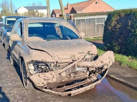The hare coursers abandoned this vehicle in Manea after crashing it