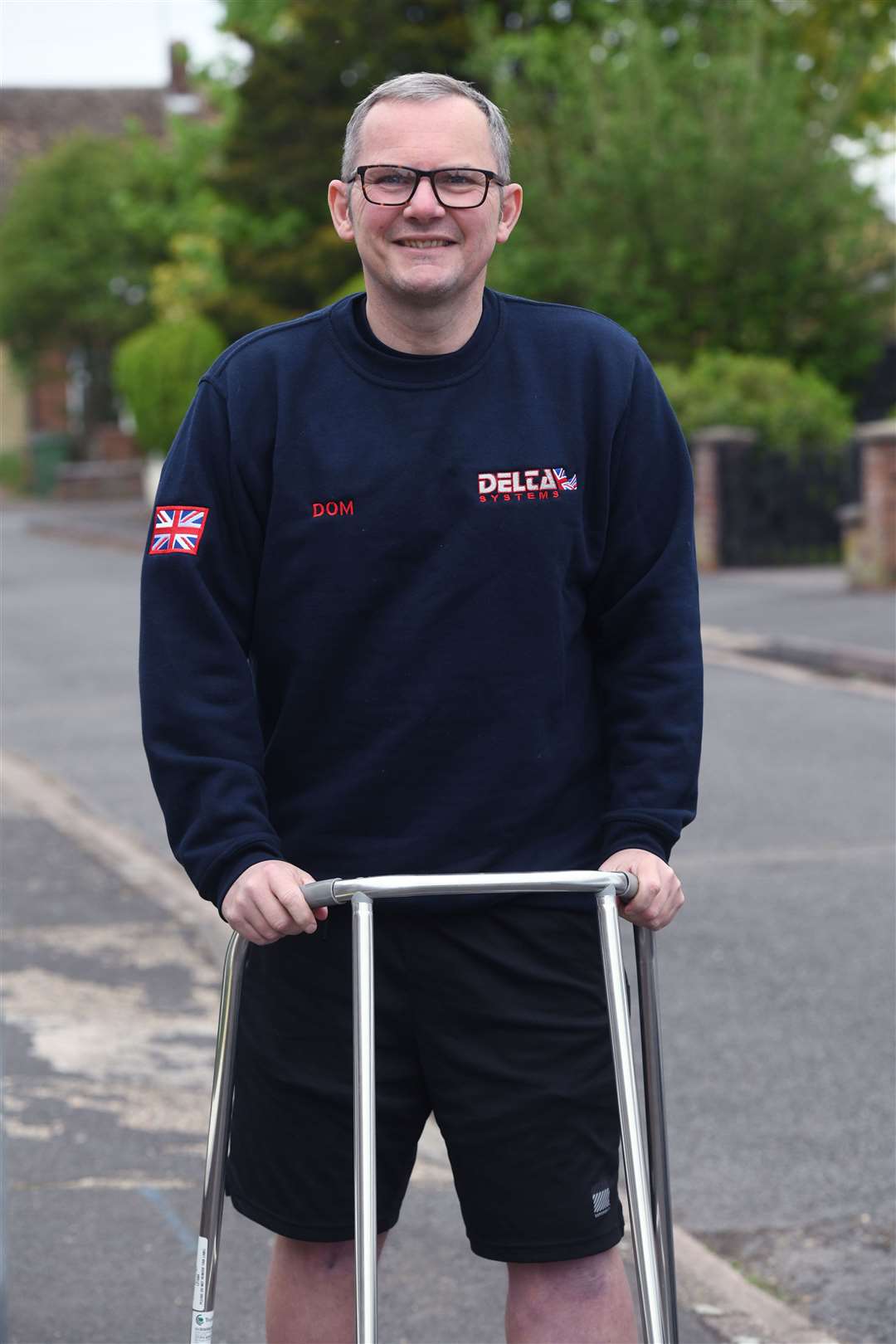 Dom Baxter completed a Captain Sir Tom Moore style fundraising walk with frame.