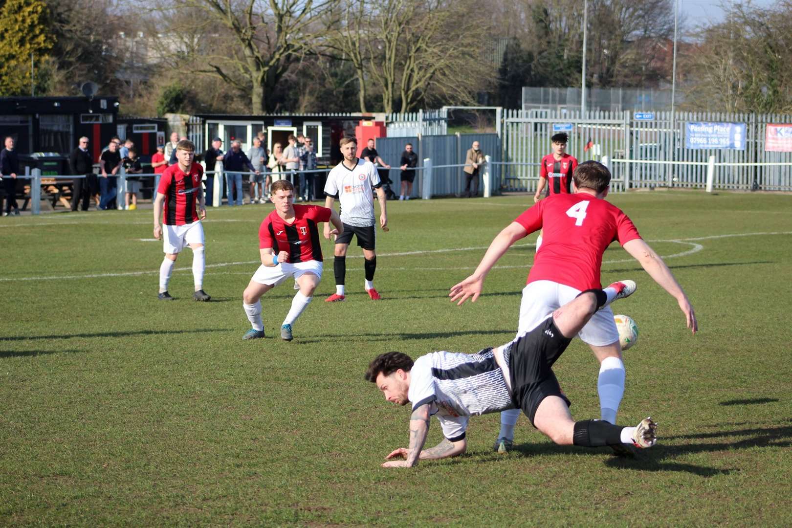 Sam Bennett looks on as Ryan Lennon takes a tumble. Picture: Erin Larham