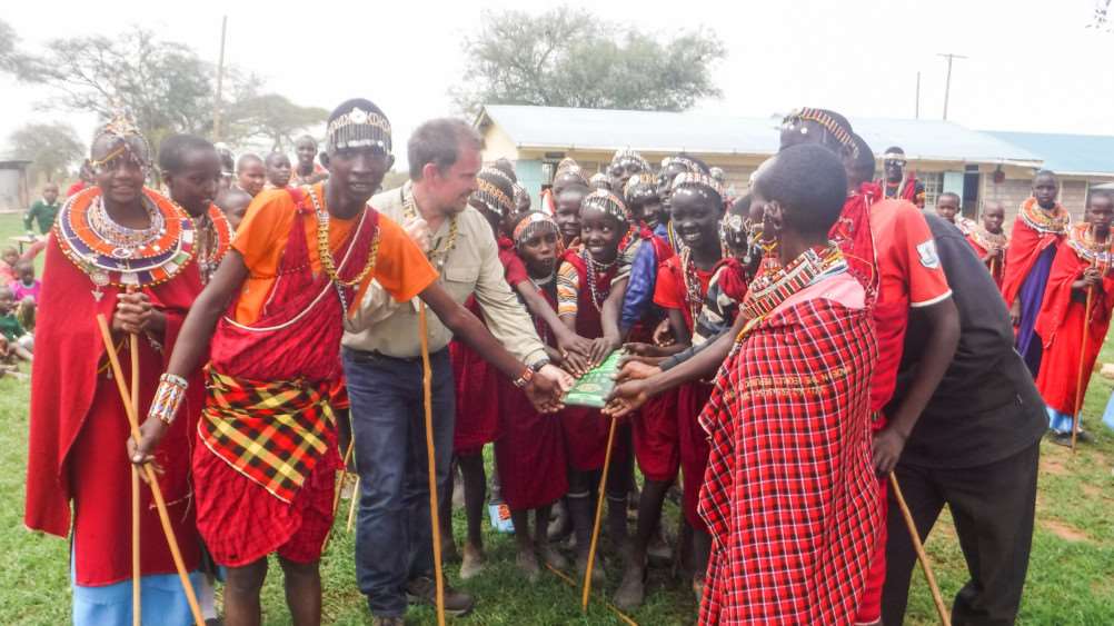 Justin Miles shared his adventures in Kenya with school children around the world, speaking to them via the internet and answering questions including those relating to going to the toilet.