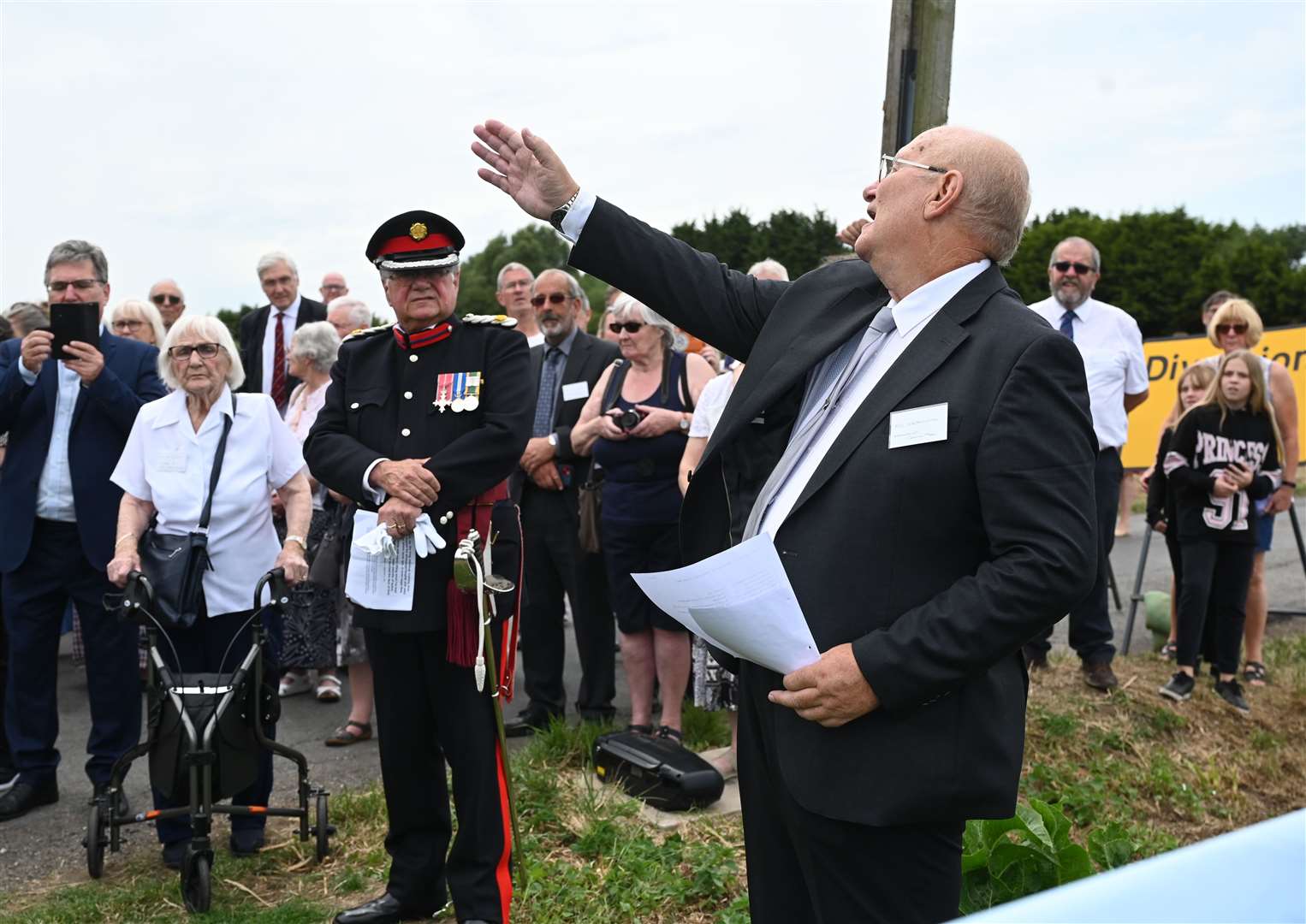 Unveling of plaque to those who died during World War 2 in a Lancaster at Sealeys Lane Parson Drove