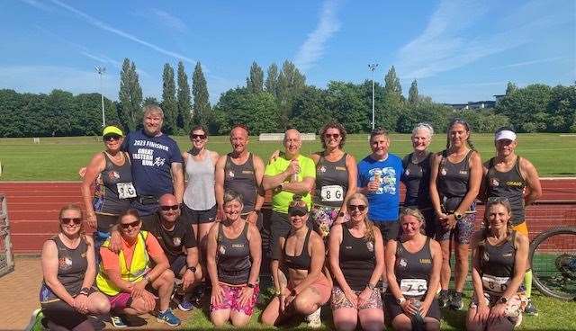 Three Counties Running Club members at the Green Wheel Relay