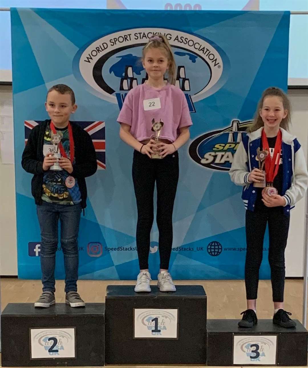 Fenland Sport Stackers dominated the new event taking all three trophies. From left: Matilda Bennett, Hayden Parrartt and Emilia Jones. (30667351)