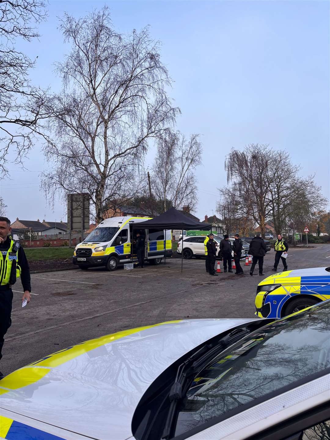 Officers at the check site outside Morrisons. Picture: Cambridgeshire Police