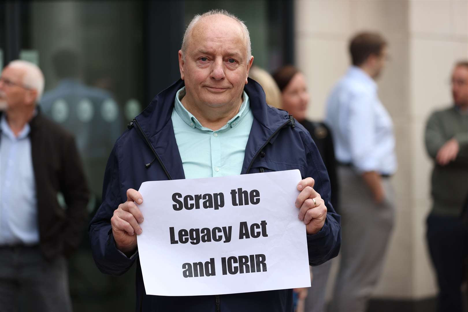Paddy Clarke, whose brother Joey Clarke was killed by loyalists in 1975 in Belfast, takes part in the protest (Liam McBurney/PA)