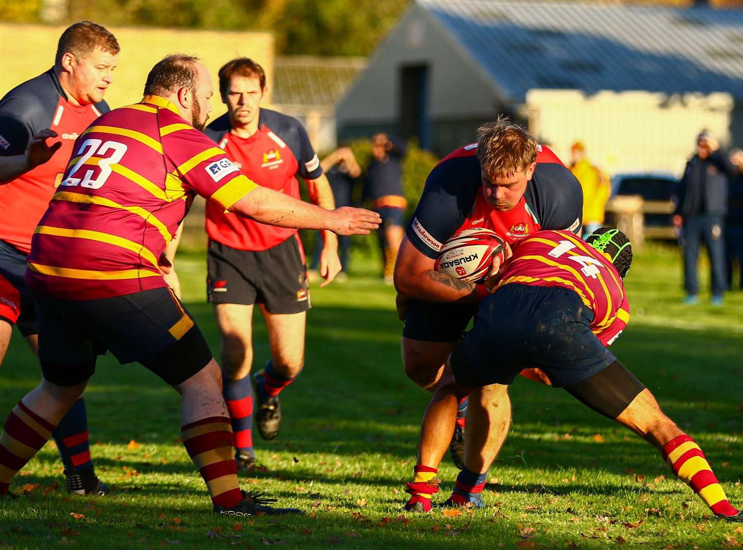 Prop Luke Green with one of his several big carries. Picture: Andy Titmuss