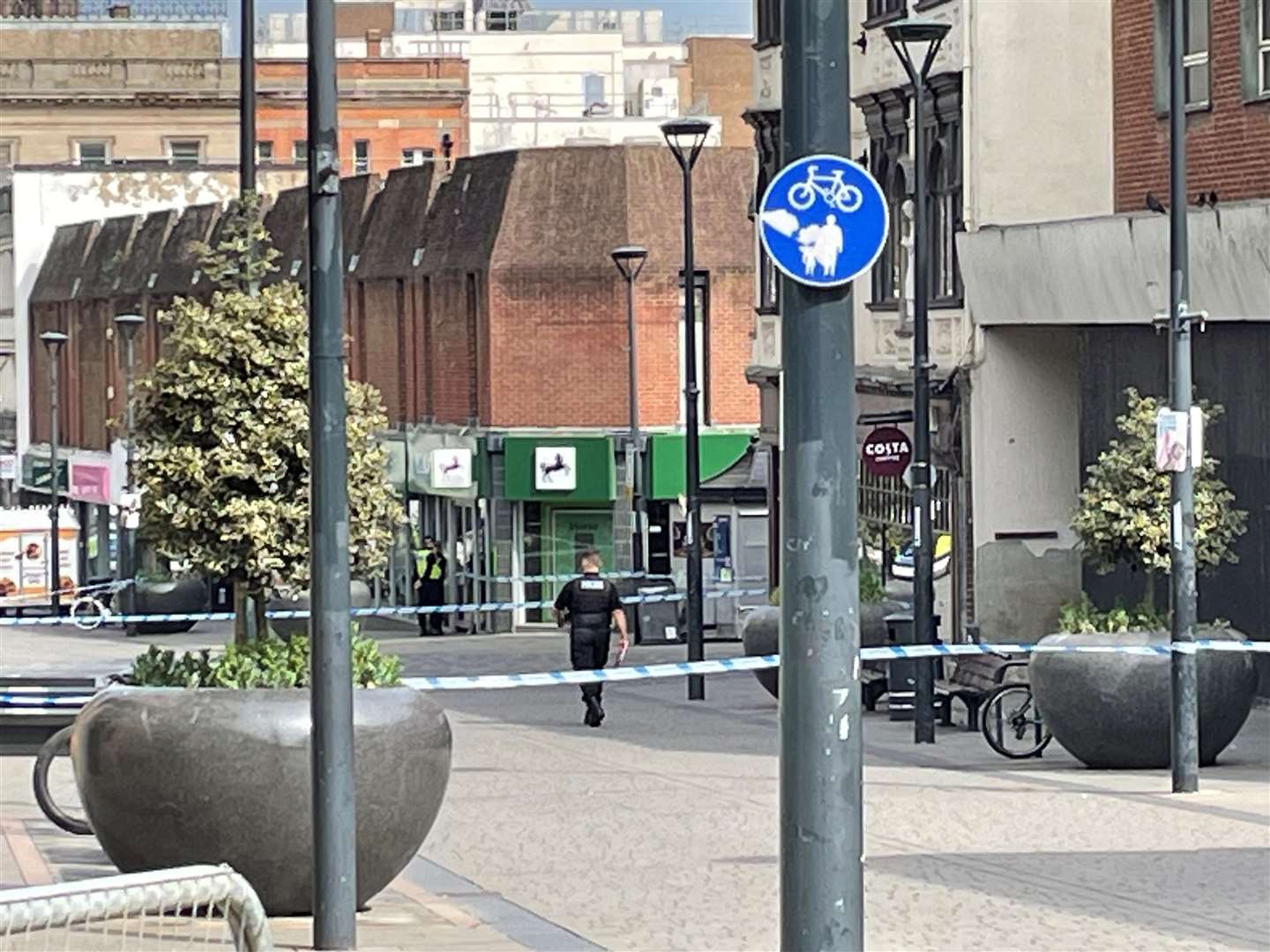 The man in his 30s was attacked inside Lloyds Bank at around 2.35pm on Tuesday and died at the scene. (Matthew Cooper/PA)
