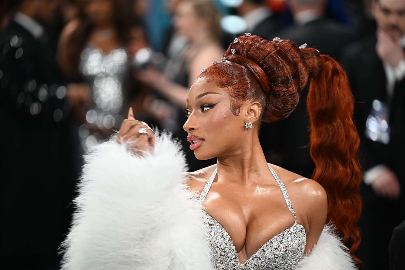 Megan Thee Stallion’s hairstyle paid tribute to Josephine Baker (Matt Crossick/PA)