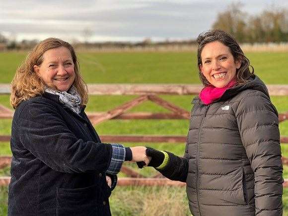 Councillor Lucy Nethsingha, Leader of Cambridgeshire County Council and Emma Sharpe, Senior Sponsor for Anglia, Network Rail at Lower Valley Biodiversity Site.