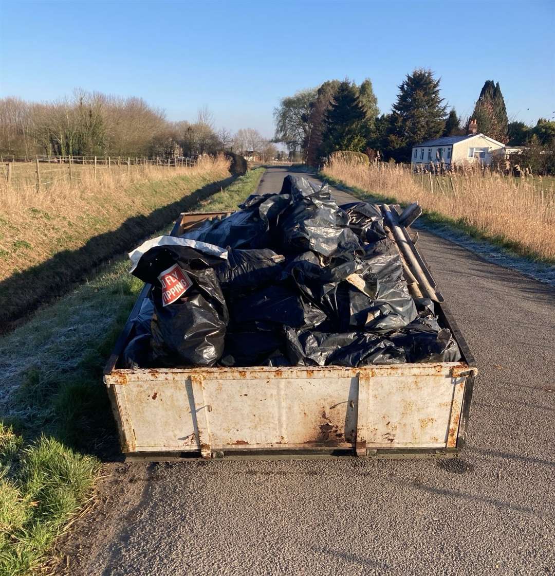 West Norfolk Council is investigating a trailer of corrugated asbestos sheeting and other items that have been dumped on Marsh Road in Outwell