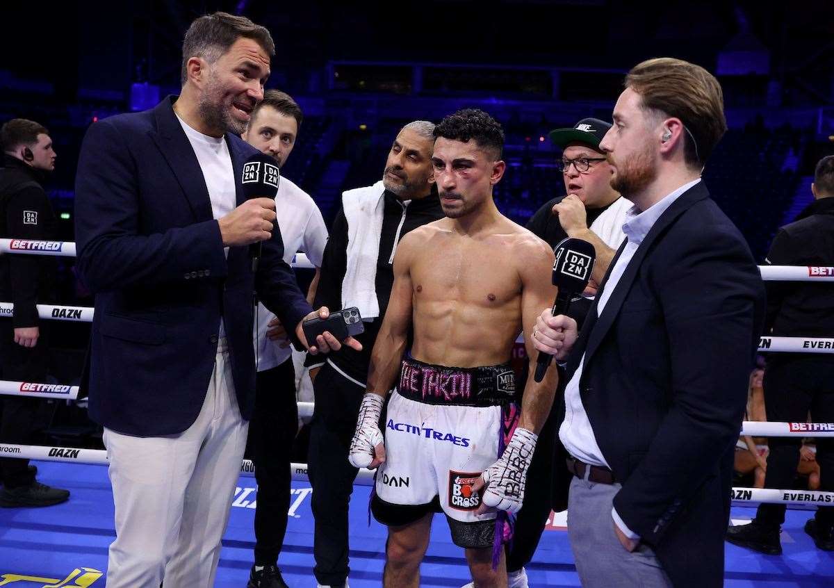 Promoter Eddie Hearn talked of a world title shot for Jordan Gill. Picture: Mark Robinson (Matchroom Boxing)
