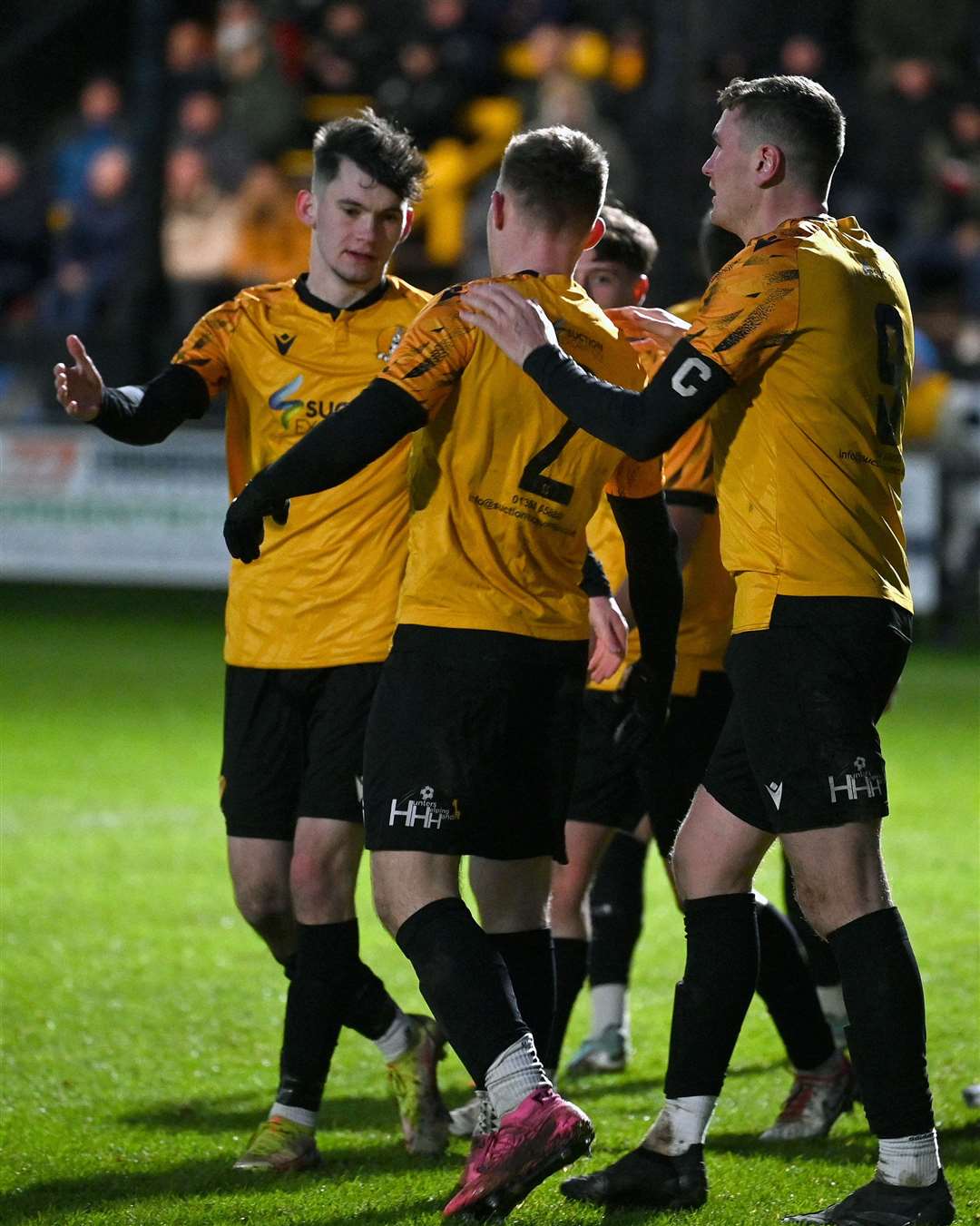 March Town United v Takeley in the Third Round of the FA Vase. Sam Green celebrating scoring the only goal of the game