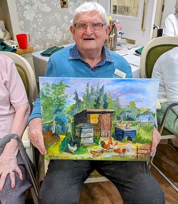 Gill Repper donates to Hickathrift House Care Home