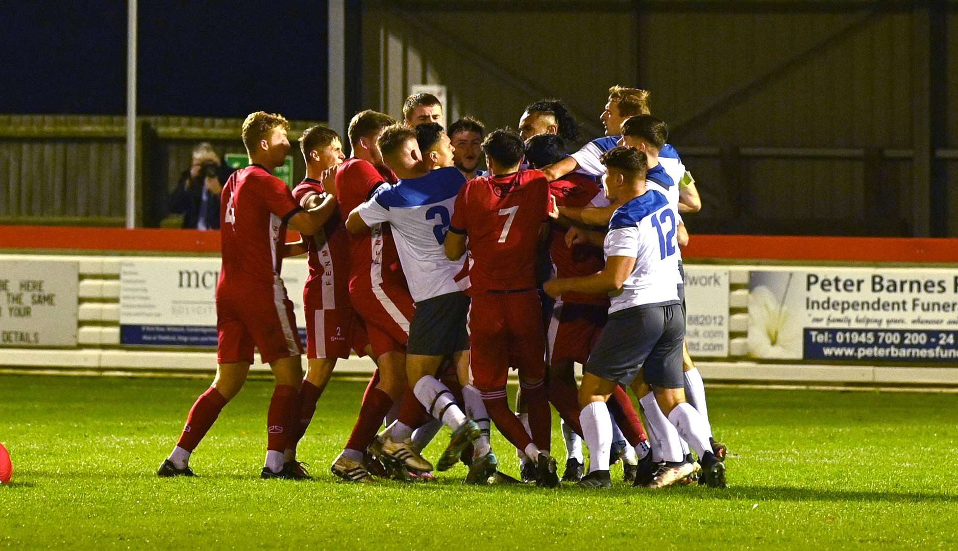 Handbags after a late tackle from Sherwood's Lewis Belgrave
