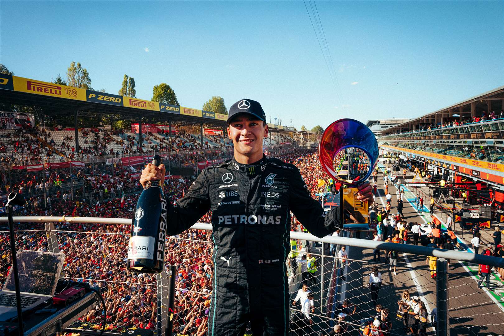 George Russell finished third at the Italian Grand Prix