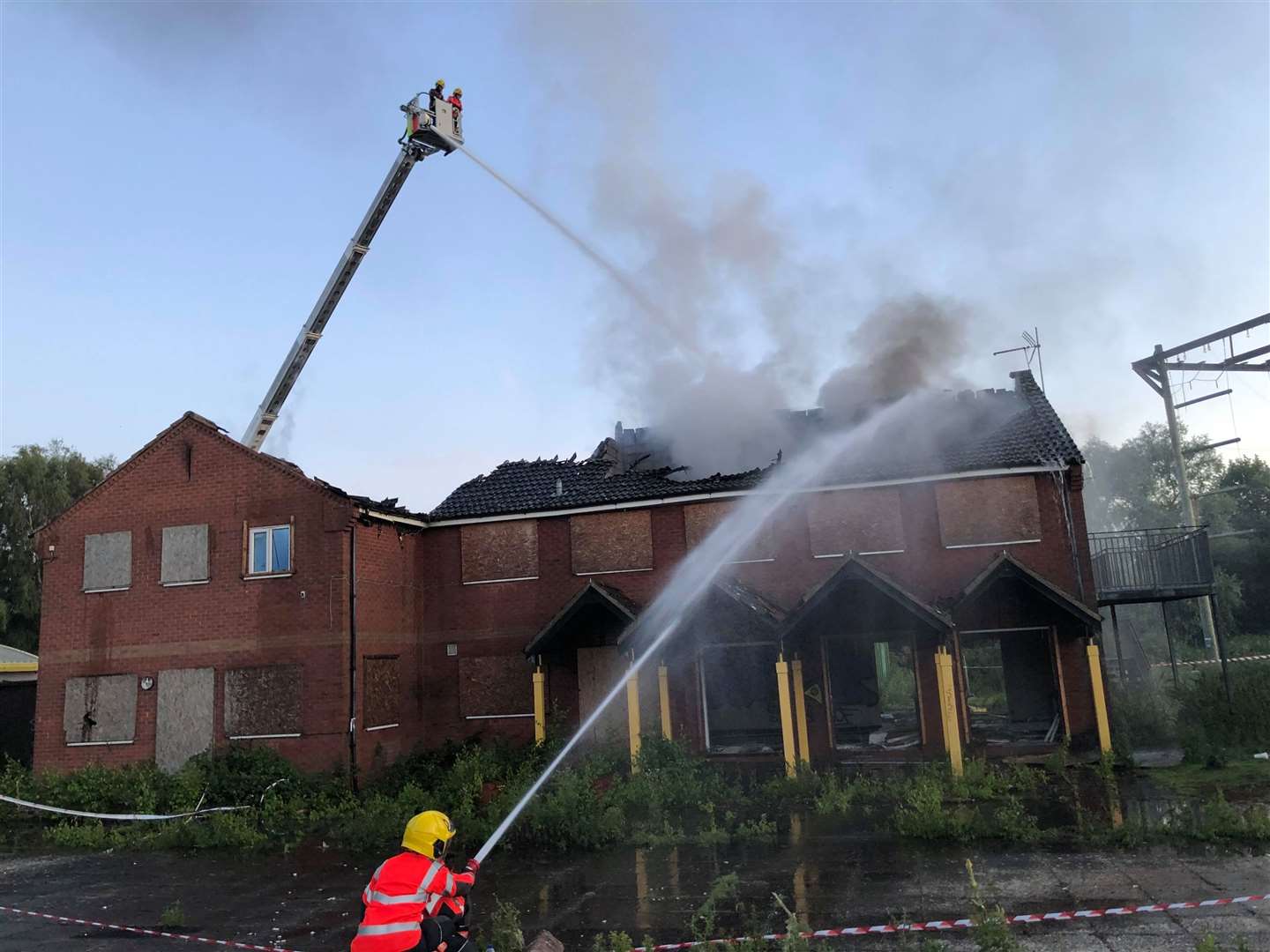 Five fire crews were called to deal with a blaze caused by arsonists at the former Mepal Outdoor Centre. Photo: Cambridgeshire Fire and Rescue Service. (38377298)