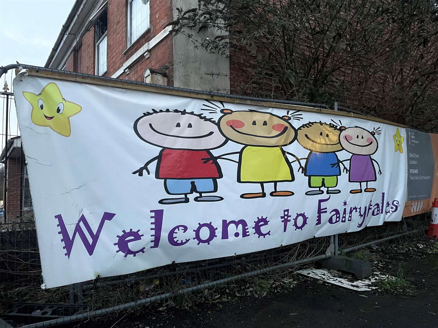 A banner displayed at the Fairytales Day Nursery (Matthew Cooper/PA)