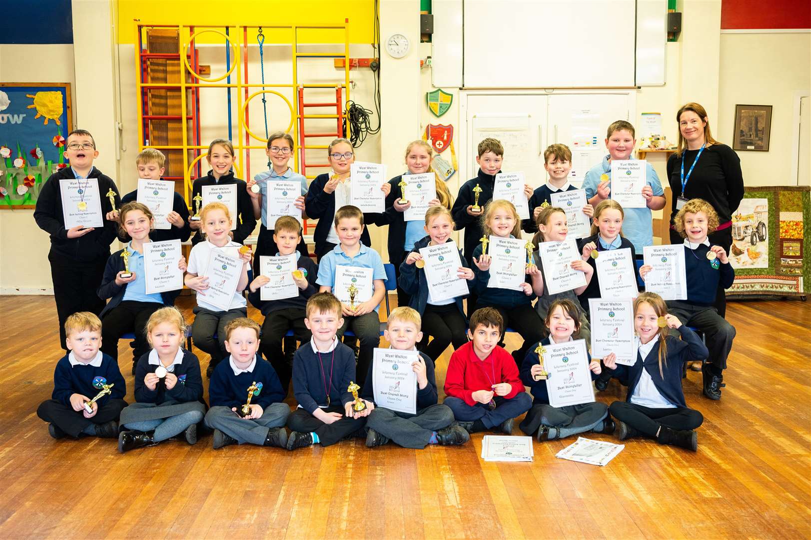 Assistant headteacher Caraline Lock with all the winners.