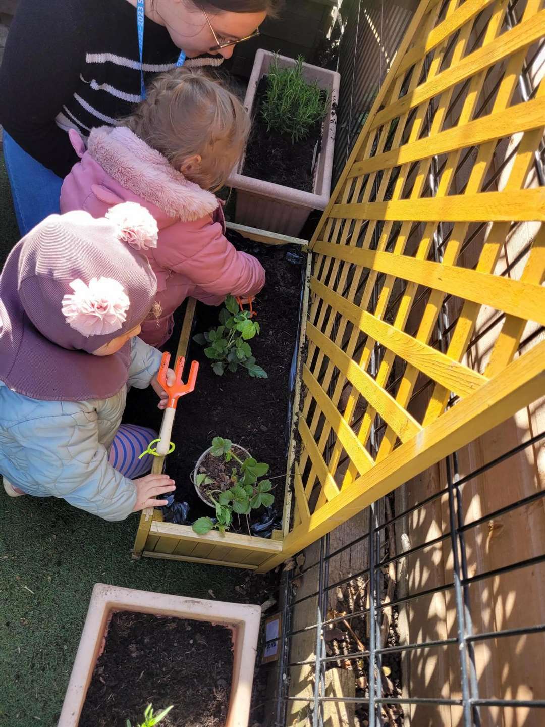The children of Little Owls Nursery helped residents at the Orchards Care Home in Wisbech create a sensory garden.