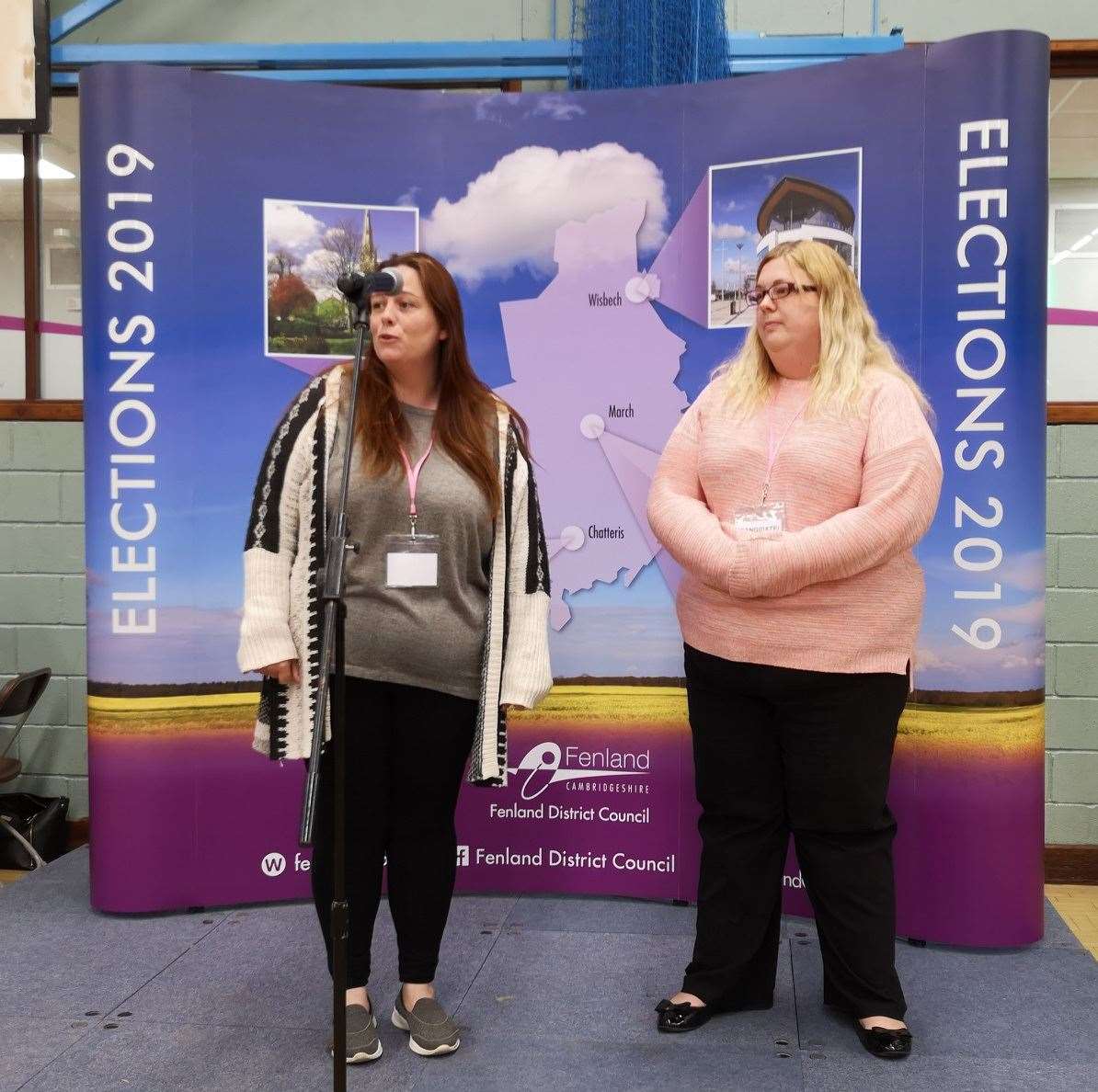 Susan Wallwork (left) and Sam Hoty thank the electorate after winning the Octavia Hill Ward in Wisbech. (9589502)