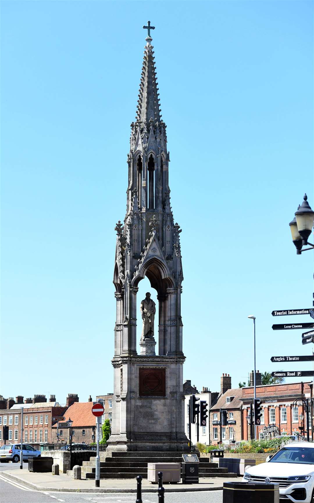The Thomas Clarkson Memorial stands near the Town Bridge in Wisbech.