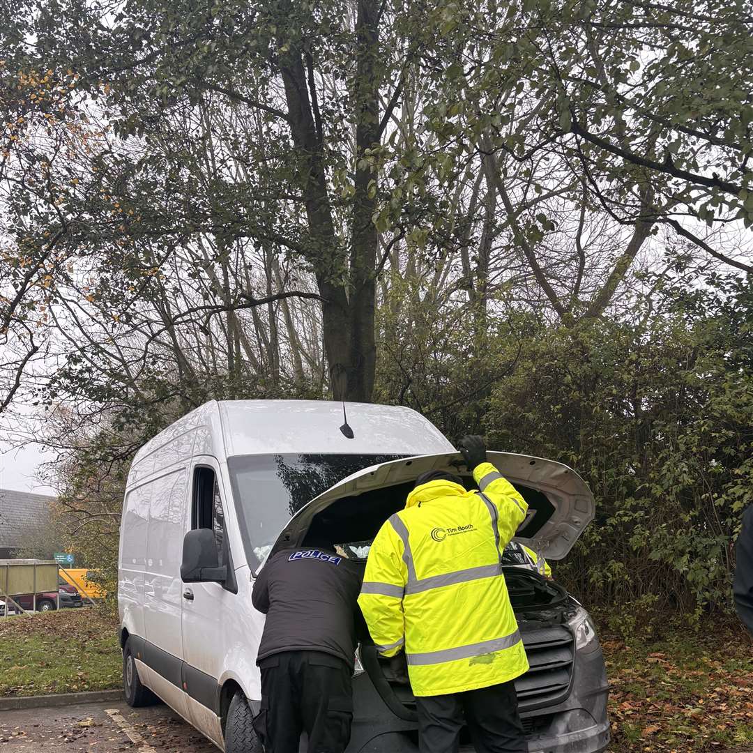 Checking whether a van is roadworthy. Picture: Cambridgeshire Police