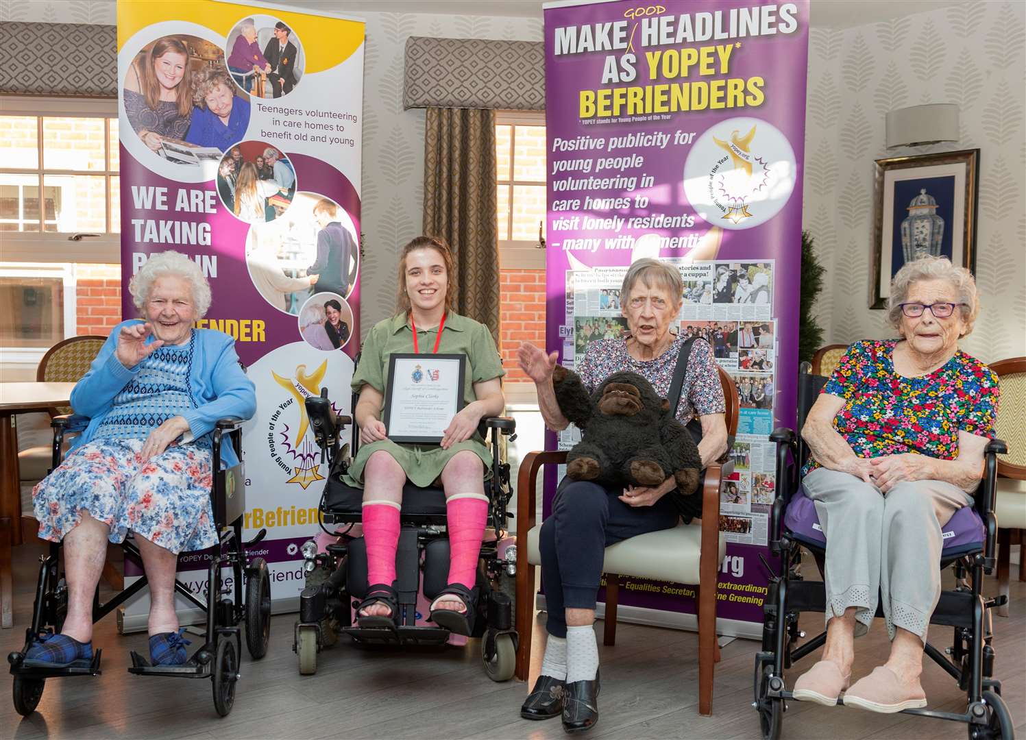 Sophie with some of her friends at Lyncroft Care Home